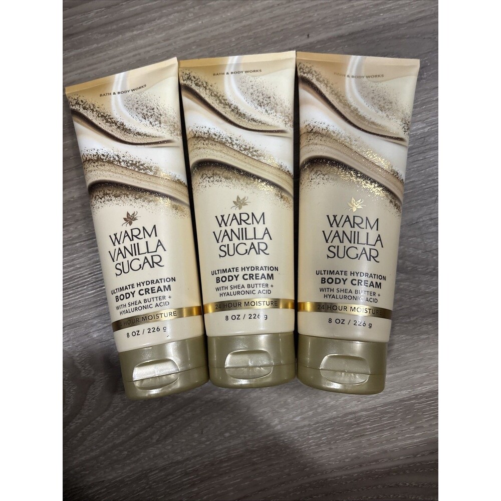 3-PACK BATH & BODY WORKS WARM VANILLA SUGAR ULTIMATE HYDRATION BODY CREAM 8 OZ
